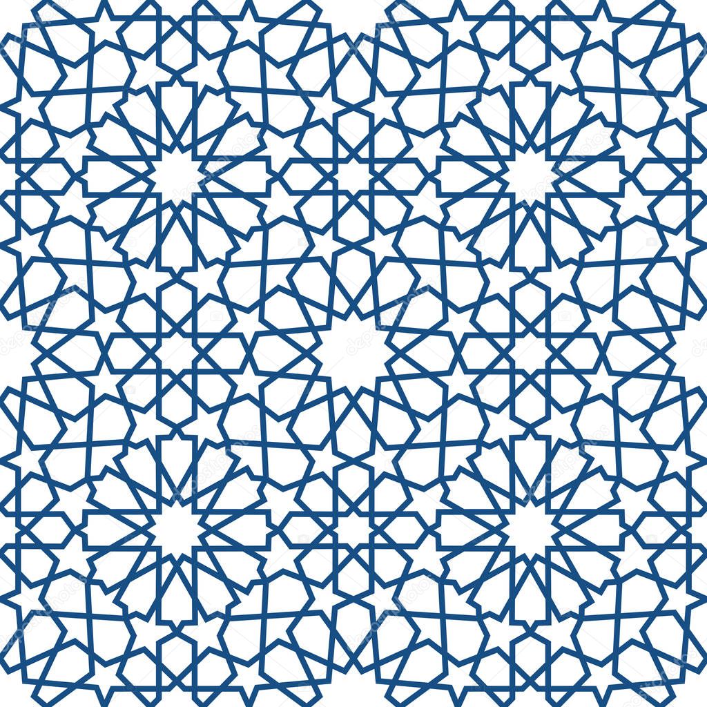 Blue islamic pattern . Seamless arabic geometric pattern, east ornament, indian ornament, persian motif, 3D. Endless texture can be used for wallpaper, pattern fills, web page background .