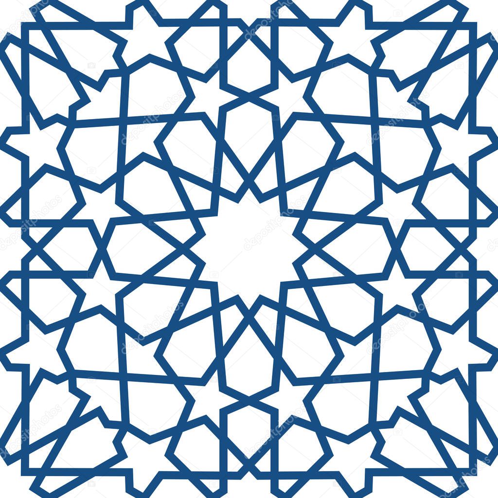 Blue islamic pattern . Seamless arabic geometric pattern, east ornament, indian ornament, persian motif, 3D. Endless texture can be used for wallpaper, pattern fills, web page background .