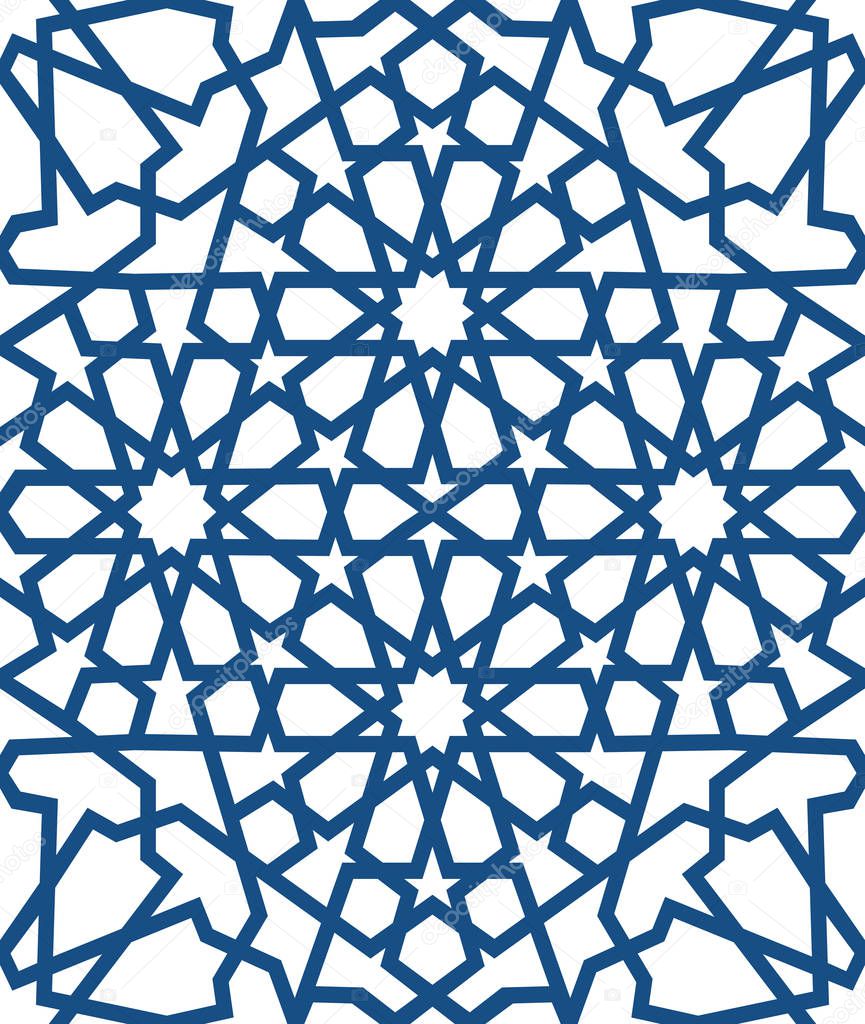 Blue islamic pattern . Seamless arabic geometric pattern, east ornament, indian ornament, persian motif, 3D. Endless texture can be used for wallpaper, pattern fills, web page background .