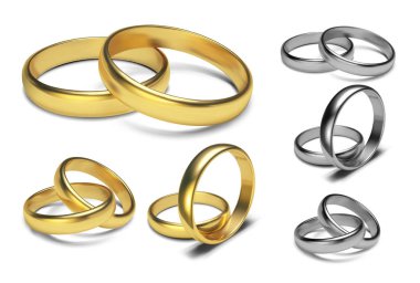 Altın yüzük beyaz izole vektör çizim arka plan