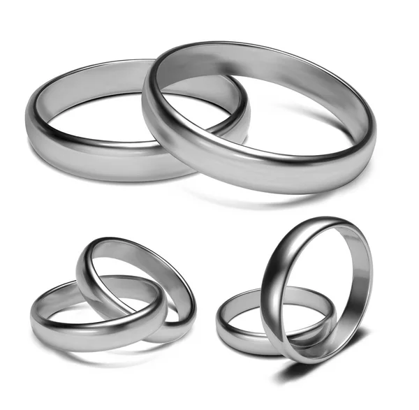 Anillos de plata aislados sobre fondo blanco Vector Illustration — Archivo Imágenes Vectoriales