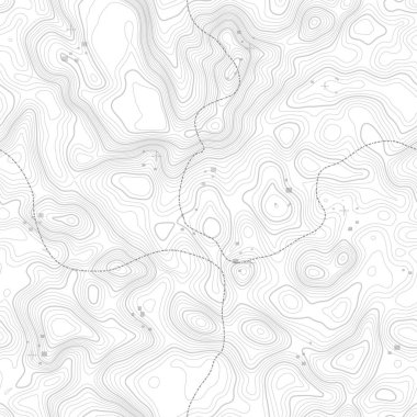 Seamless modeli. Topografik harita arka plan kopya sorunsuz doku alan ile. Topografya Haritası kontur arka plan, coğrafi kılavuz çizgi. Dağ hiking trail arazi üzerinde .