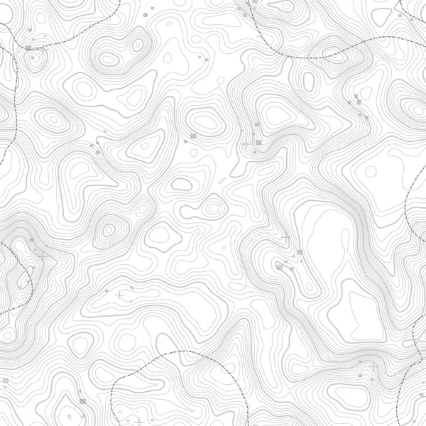 Бесшовный шаблон. Топографический фон карты с пространством для копирования бесшовной текстуры. Контурный фон топографии, географическая сетка. Пешеходная тропа по местности  . — стоковый вектор
