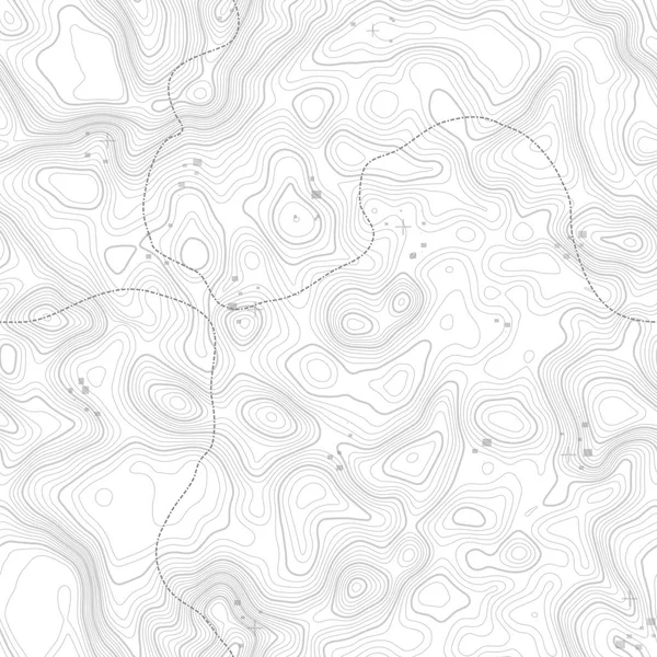 Schema senza soluzione di continuità. Sfondo mappa topografica con spazio per copiare texture senza soluzione di continuità. Linea topografia mappa contorno sfondo, griglia geografica. Sentiero escursionistico di montagna sul terreno  . — Vettoriale Stock