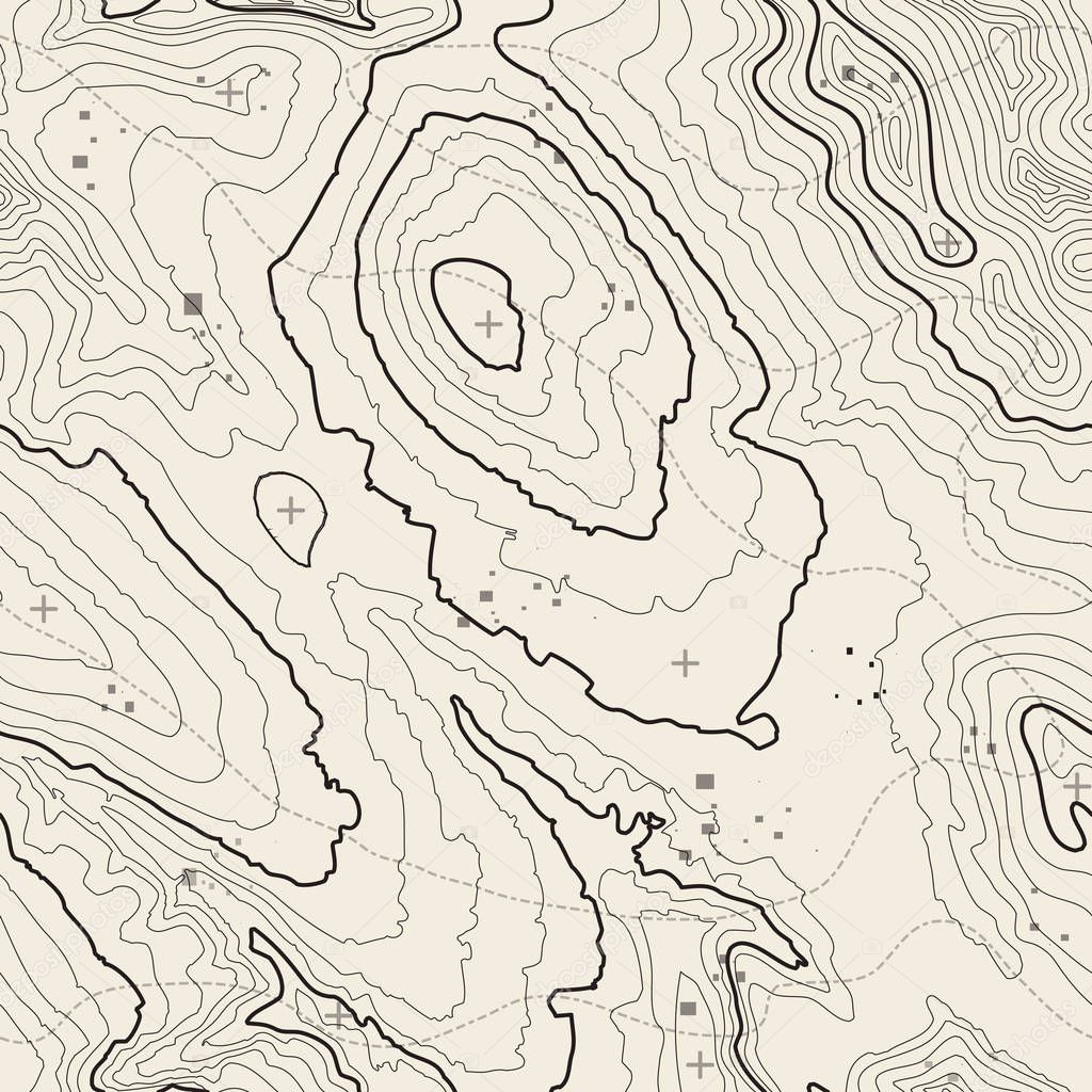 Seamless pattern. Topographic map background with space for copy Seamless texture. Line topography map contour background , geographic grid . Mountain hiking trail over terrain .