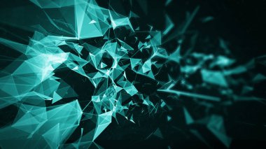 Geometrik mavi arka plan... Fütüristik teknoloji tarzı. Neon işareti. HUD öğesi. Zarif. Büyük veri görselleştirme .