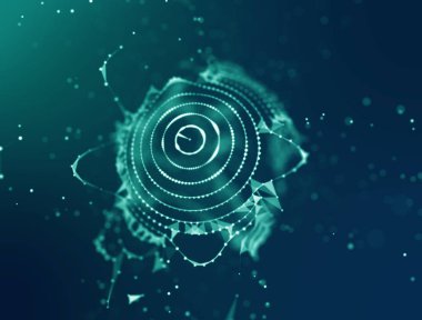 Soyut mavi 3d aydınlatmalı kafes küre bozuk. Neon işareti. Fütüristik teknoloji Hud öğesi. Zarif soyut küre yok. Büyük veri görselleştirme .