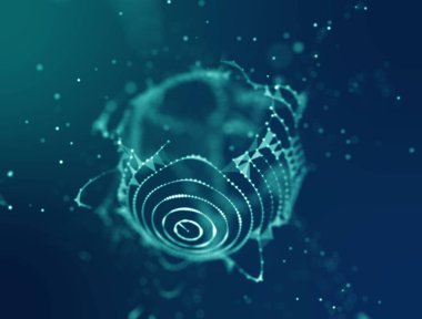 Soyut mavi 3d aydınlatmalı kafes küre bozuk. Neon işareti. Fütüristik teknoloji Hud öğesi. Zarif soyut küre yok. Büyük veri görselleştirme .