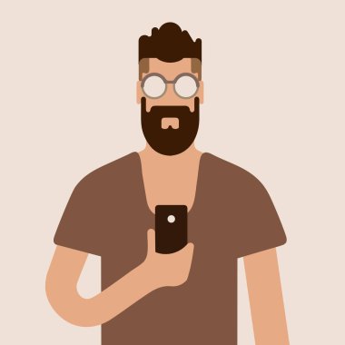 Düz hipster adam karakter. illüstrasyon .