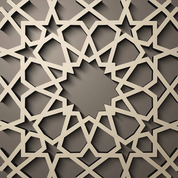 Hintergrund mit 3D nahtlosem Muster im islamischen Stil. , arabisch geometrisches Ost-Ornament, persisches Motiv . — Stockvektor