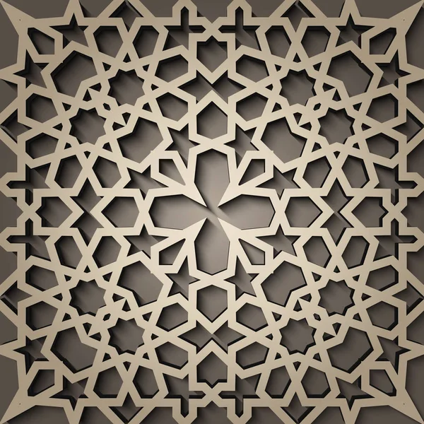 Hintergrund mit 3D nahtlosem Muster im islamischen Stil. , arabisch geometrisches Ost-Ornament, persisches Motiv . — Stockvektor