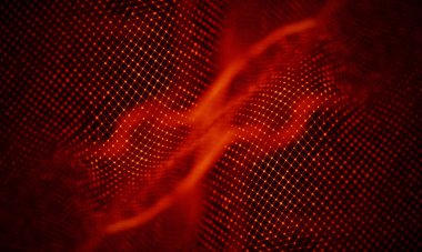 Arka kırmızı geometrik plan. Bağlantı yapısı. Bilim arka plan. Fütüristik teknoloji Hud öğesi. onnecting noktalar ve çizgiler. Büyük veri görselleştirme ve iş .