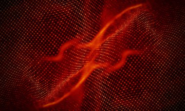 Arka kırmızı geometrik plan. Bağlantı yapısı. Bilim arka plan. Fütüristik teknoloji Hud öğesi. onnecting noktalar ve çizgiler. Büyük veri görselleştirme ve iş .