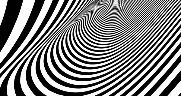 Optical illusion lines background. Abstract 3d black and white illusions. Conceptual design of optical illusion vector. EPS 10 Vector illustration — Stock Vector