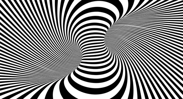 Illusion optique lignes arrière-plan. Illusions abstraites en noir et blanc 3d. Conception conceptuelle du vecteur d'illusion optique. EPS 10 Illustration vectorielle — Image vectorielle