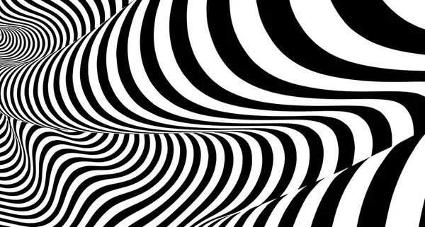 Fondo de líneas de ilusión óptica. Ilusiones abstractas en blanco y negro en 3D. Diseño conceptual del vector de ilusión óptica. EPS 10 Ilustración vectorial — Vector de stock