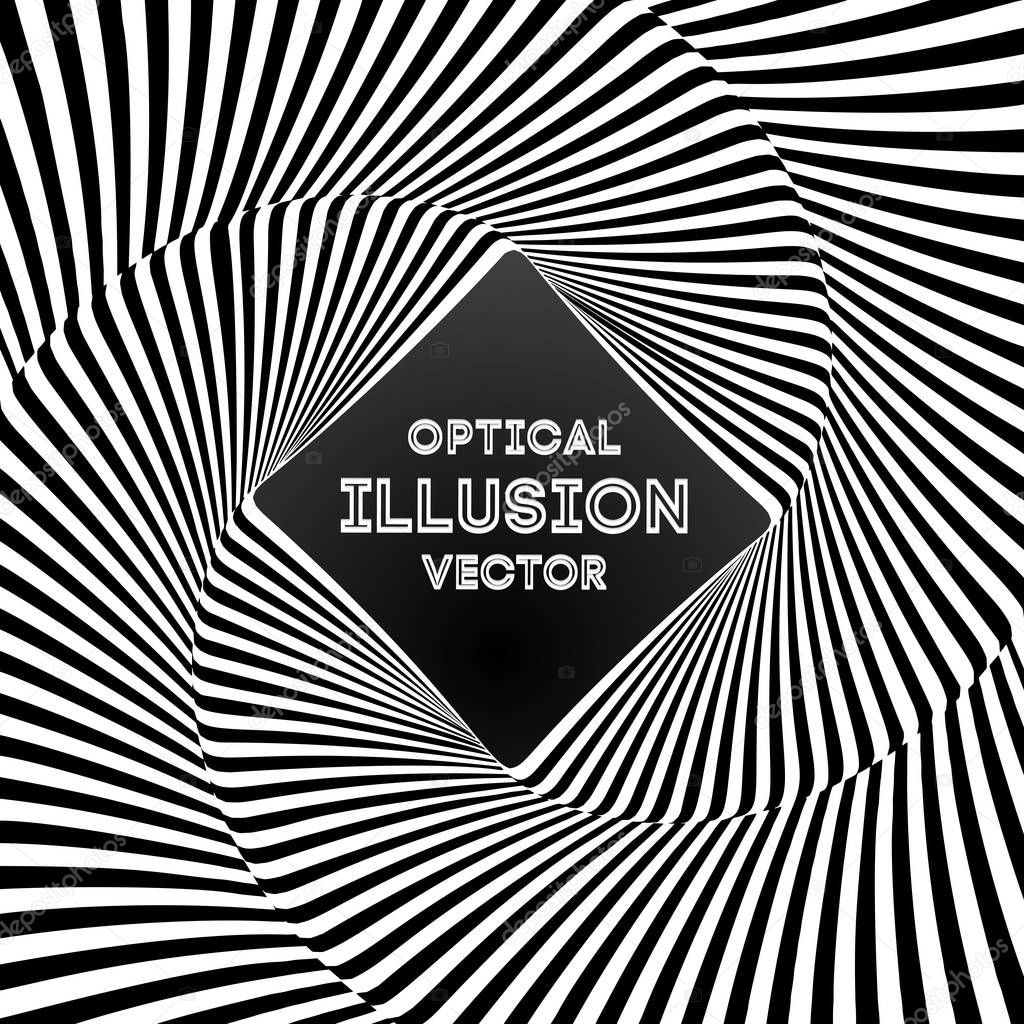 Optical illusion lines background. Abstract 3d black and white illusions. Conceptual design of optical illusion vector. EPS 10 Vector illustration