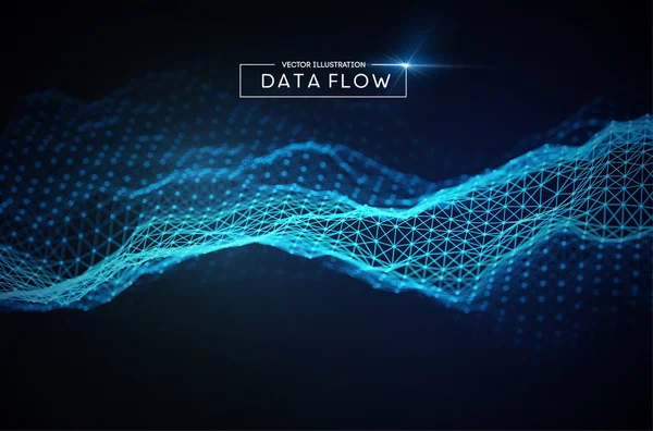 Fond de flux de données informatiques. EPS vectoriel 10. Onde technologique des réseaux Big Data . — Image vectorielle