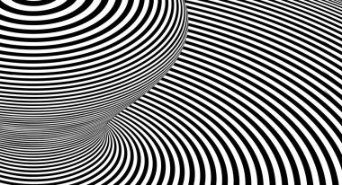 Optik illüzyon arka planda. Soyut üç boyutlu siyah beyaz illüzyonlar. Optik illüzyon vektörünün kavramsal tasarımı. EPS 10 Vektör illüstrasyonu