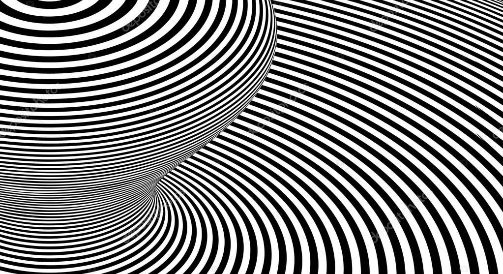 Optical illusion lines background. Abstract 3d black and white illusions. Conceptual design of optical illusion vector. EPS 10 Vector illustration