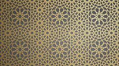 İslam süsleme vektör, Farsça motiff. 3D Ramazan İslam yuvarlak kalıp elemanları. Geometrik dairesel süs Arapça simge vektör. Altın arka plan