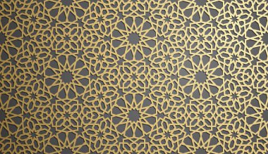 İslam süsleme vektör, Farsça motiff. 3D Ramazan İslam yuvarlak kalıp elemanları. Geometrik dairesel süs Arapça simge vektör. Altın arka plan