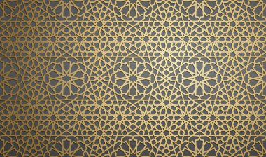 İslam süsleme vektör, Farsça motiff. 3D Ramazan İslam yuvarlak kalıp elemanları. Geometrik dairesel süs Arapça simge vektör. Altın arka plan