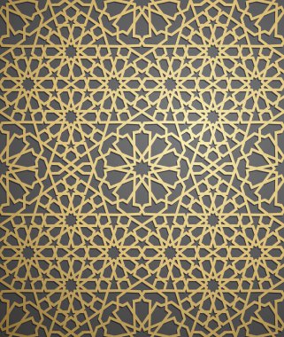 İslam süsleme vektör, Farsça motiff. 3D Ramazan İslam yuvarlak kalıp elemanları. Geometrik dairesel süs Arapça simge vektör. Altın arka plan
