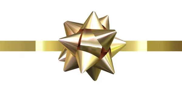 İzole edilmiş hediye yayı, hediye kurdelesi, beyaz arka planda altın tatil yayı. EPS 10 — Stok Vektör