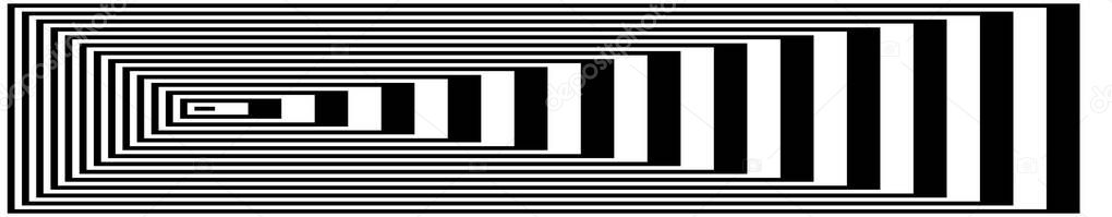 Optical illusion vector. Stripe perspective, curve stripes. EPS 10