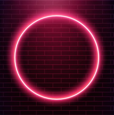 Neon daire tuğla duvar üzerine. EPS 10