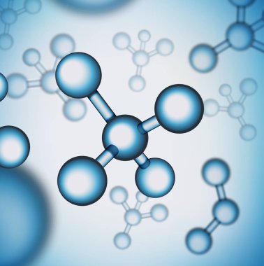 EPS 10. Vektör çizim molekül yapısı bilim arka plan. Sağlık Tıp 3d çizim. Kimya arka plan mavi hücre veya atom ile. Nükleer biyoteknoloji, dna formül araştırma.