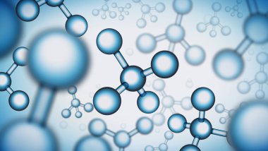 EPS 10. Vektör çizim molekül yapısı bilim arka plan. Sağlık Tıp 3d çizim. Kimya arka plan mavi hücre veya atom ile. Nükleer biyoteknoloji, dna formül araştırma.