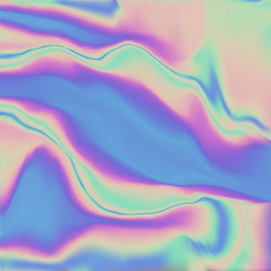 Sıvı degrade arka plan tasarımı. Fütüristik sıvı soyut renkli duvar kağıdı. Holografik doku mavi pembe yeşil renklerde. Holografik renkli folyo buruşuk. Holografik gökkuşağı folyo soyut
