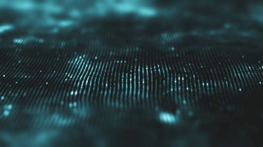 Soyut fütüristik - koyu mavi zemin üzerine çokgen şekiller teknolojisiyle molekülleri. Çizimde tasarım dijital teknoloji kavramı.