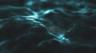 Soyut fütüristik - koyu mavi zemin üzerine çokgen şekiller teknolojisiyle molekülleri. Çizimde tasarım dijital teknoloji kavramı.