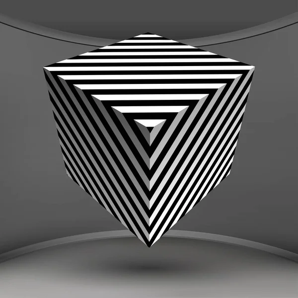 Optikai illúziós vonalak háttér. Absztrakt 3D-s fekete-fehér illúziók. Optikai illúziós vektor koncepcionális kialakítása. EPS 10 Vektor illusztráció — Stock Vector