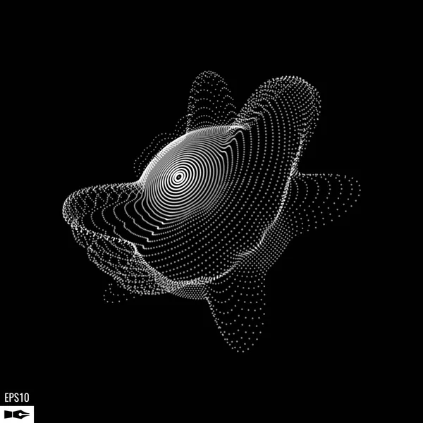 Esfera de malha distorcida iluminada 3d abstrata. Sinal de néon. Elemento de tecnologia futurista HUD. Elegante Esfera Destruída Abstrata. Visualização de Big Data  . — Vetor de Stock