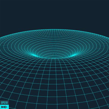 Tel çerçeve vektör torus arka plan. Solucan deliği kavramı. Huni perspektif kılavuz. Vektör çizim.