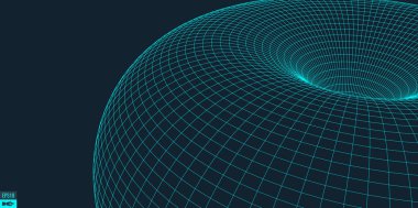 Tel çerçeve vektör torus arka plan. Solucan deliği kavramı. Huni perspektif kılavuz. Vektör çizim.