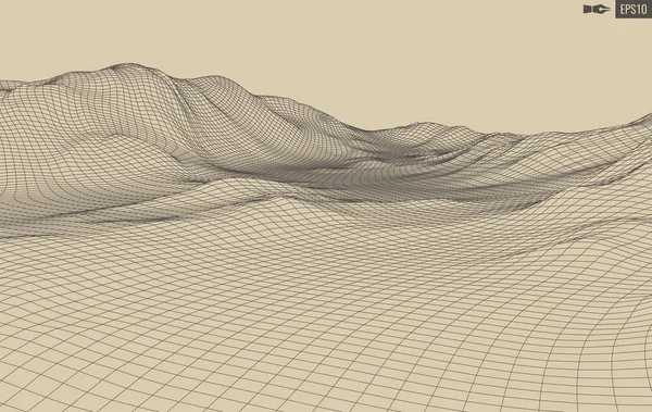 摘要矢量景观背景.网络空间网格。3d技术说明. — 图库矢量图片