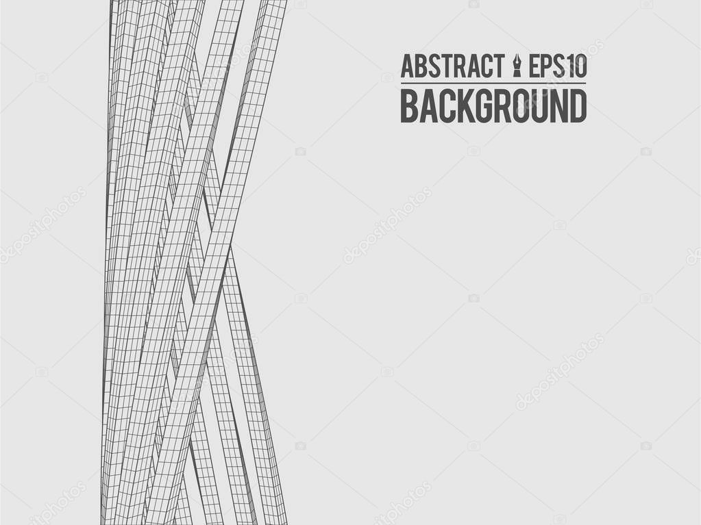 Wavy linear monochrome procedural terrain. Striped digital extraterrestrial landscape. Trendy wireframe cybernetic mountains. Modern illustration for a background. Element of design.