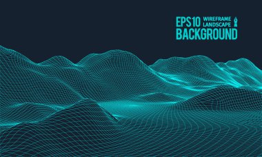 3D tel kafes arazi geniş açı Eps10 vektör