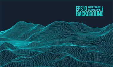 3D tel kafes arazi geniş açı Eps10 vektör