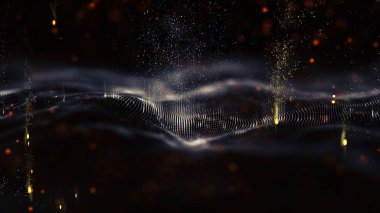 Veri teknolojisi soyut gelecek çizimi. Karanlık arka planda noktaları ve çizgileri birleştiren düşük polimerli bir şekil. 3 boyutlu görüntüleme. Büyük veri görselleştirmesi .