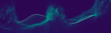 Müzik soyut arka plan mavi. Müzik için ekolayzer, müzik dalgaları ile ses dalgaları gösteriliyor. Fütüristik teknoloji HUD elemanı. Noktalar ve çizgiler bağlama. parçacıklar ile dijital arka plan .