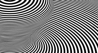 Optik illüzyon arka planda. Soyut üç boyutlu siyah beyaz illüzyonlar. Optik illüzyon vektörünün kavramsal tasarımı. EPS 10 Vektör illüstrasyonu
