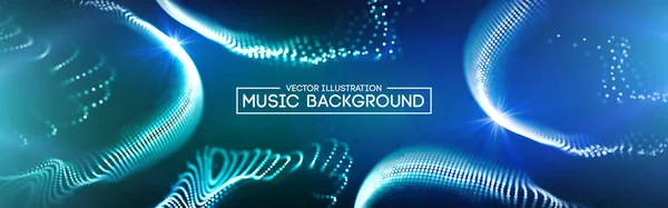 Musik abstrakt bakgrund blå. Equalizer för musik, visar ljudvågor med musikvågor, musik bakgrund equalizer vektor koncept. — Stock vektor
