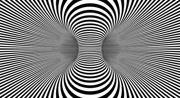 Sfondo linee di illusione ottica. Illusioni astratte in bianco e nero 3d. Progettazione concettuale del vettore dell'illusione ottica. EPS 10 Illustrazione vettoriale — Vettoriale Stock