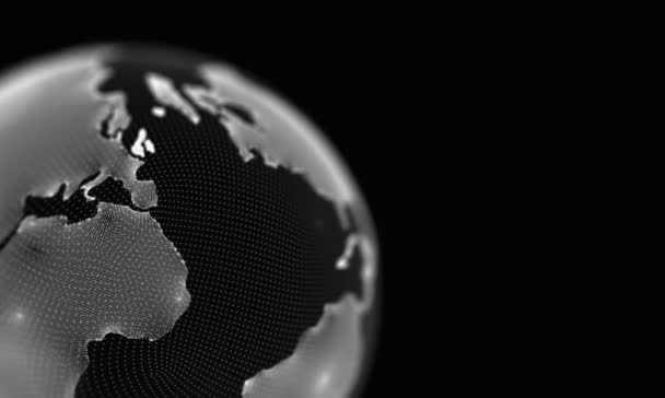 Weißer Globus, der sich auf schwarzem Hintergrund dreht. Looping-Animation. — Stockvideo